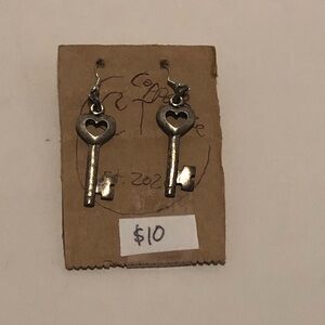 Rustic Heart Key Earrings